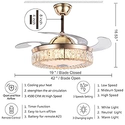 42" Fandelier Ceiling Fan with Light Remote