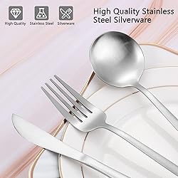 Matte Silverware Set, VANVRO 40-Piece Stainless