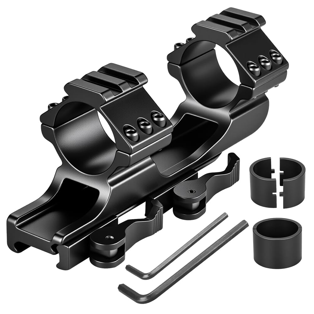 KEENZO Low Profile 1''25mm/30mm One-Piece Scope Ring Mount QD Quick Release Dual Ring Bracket Mount Rail See Through Style for 20mm Picatinny Rail (LD_3001K_Quick Release) โ image 1