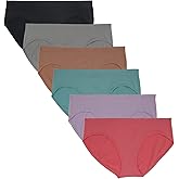 Yuamose Womens Nylon Spandex Bikini Underwear Seamless No Show Panties Soft Briefs Stretch Hipster Underwear Plus size Pack 6