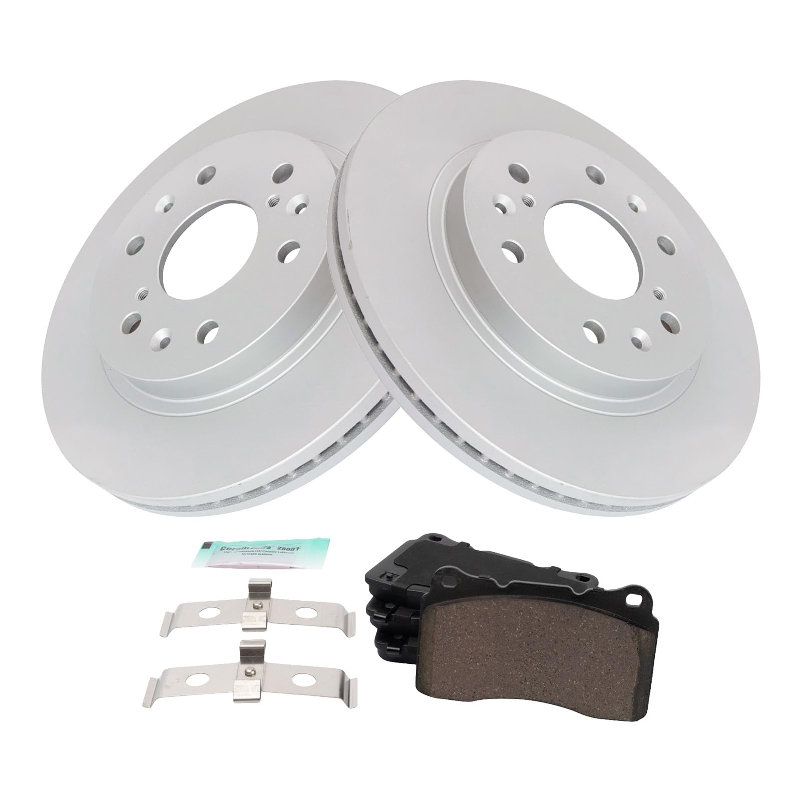 TRQ Front Brake Pad & Rotor Kit Brake Pads Brake Rotor Ceramic Compatible with 2017 Cadillac XTS Image