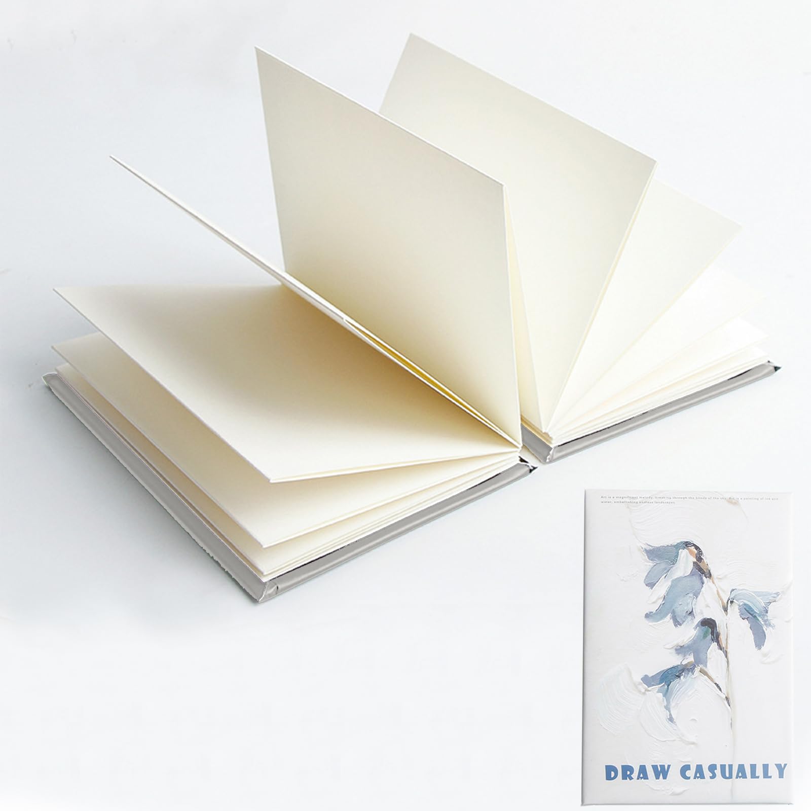 Concertina Sketchbook A6, Handmade Pocket Concertina Sketchbook with Slip Case 15.7cm X 10.5cm Can Be Used for Art Journals, Storyboards, Concept Drawings (Flowers 3)