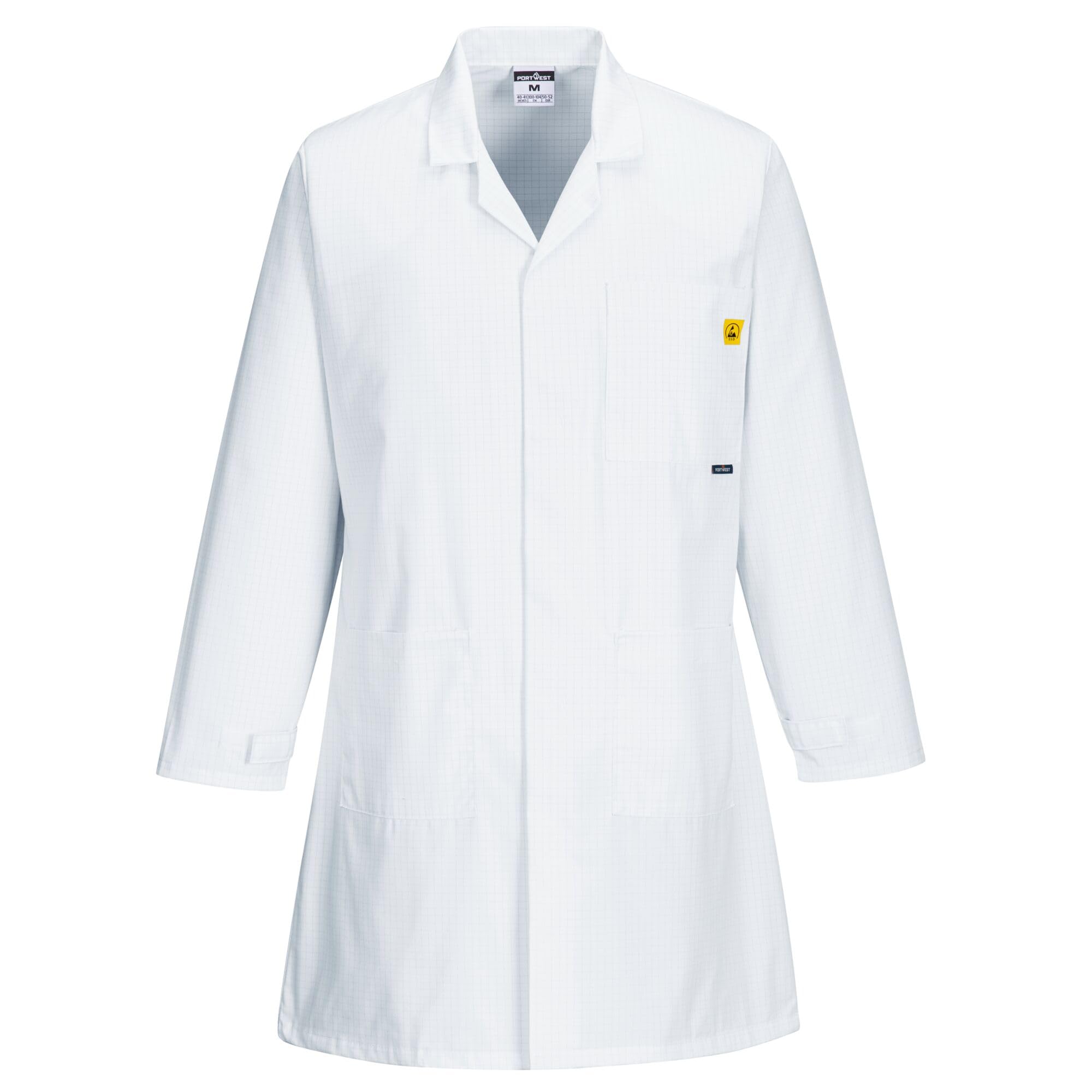 Portwest Anti-Static ESD Coat, Size: L, Colour: White, AS10WHRL