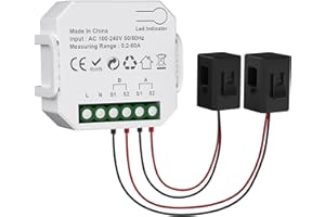 YASORN eMylo 2 Channel WiFi Power Meter 80A+80A Smart Power Monitor,Clamp Ammeter Power Monitor,2.4GHz WiFi,Real Time Monitoring,Smart Life/TUYA APP, Compatible with Alexa and Google Assistant