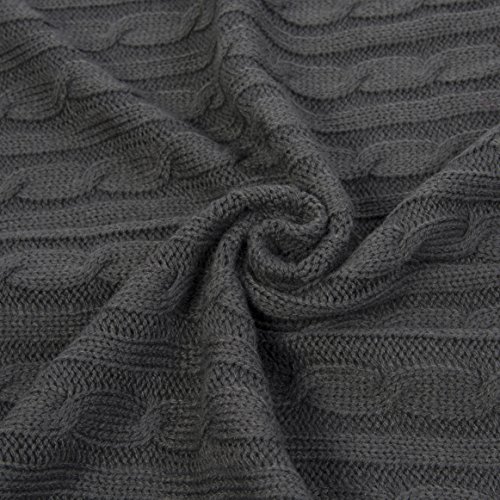 image for Cable Knit Throw Blanket, Ataya Acrylic Soft Cozy Snuggle TV Blanket,A