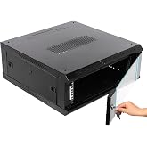 4U Network Server Data Cabinet Rack, 110lbs Wall Mount Network Server Cabinet Enclosure Rack with Locking Glass Door Side Panels (23.62"x23.62"x9.45")