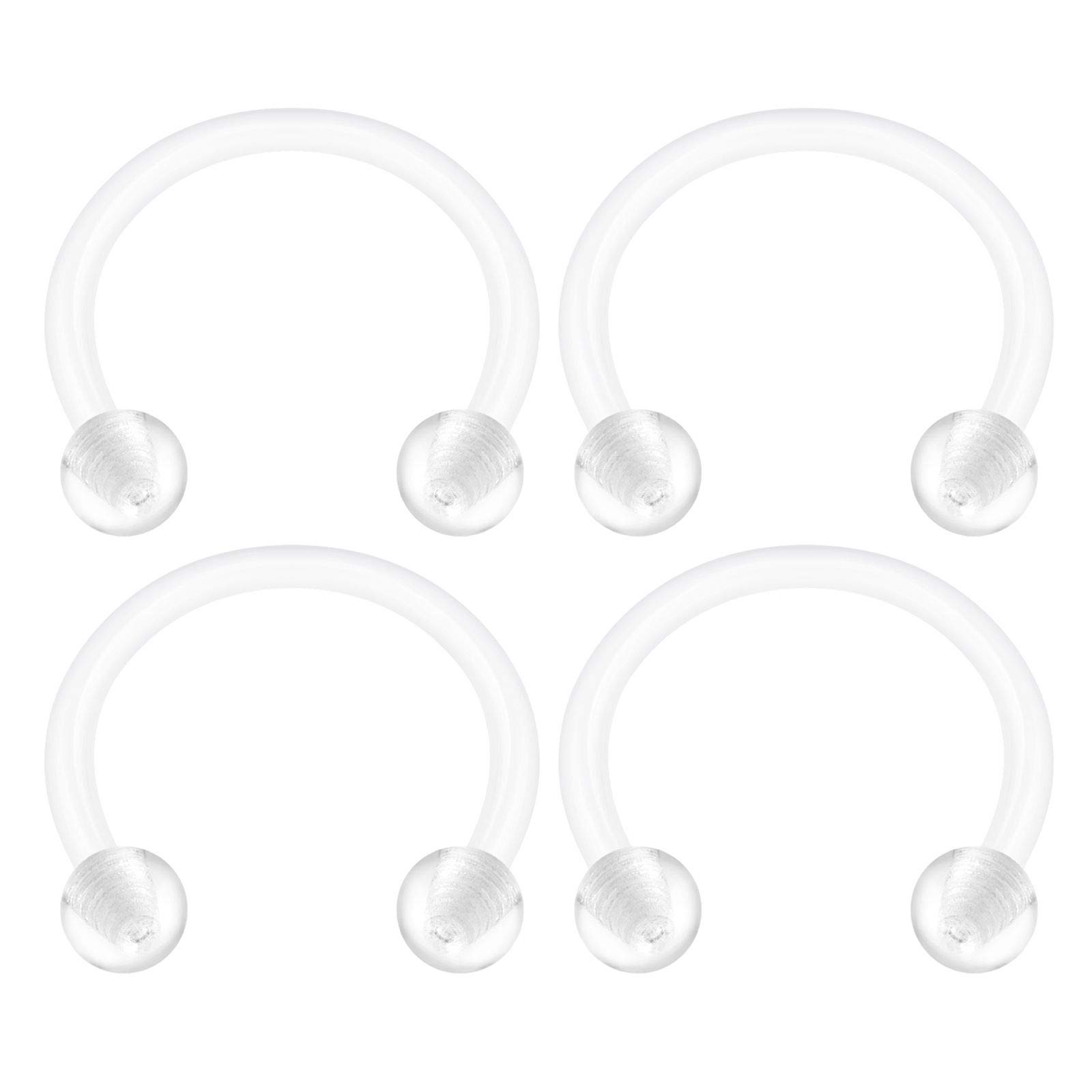 4PCS Flexible Acrylic Clear Horseshoe Retainer 16 Gauge 3/8 10mm Eyebrow Septum Earrings Cartilage Piercing Jewellery 2486
