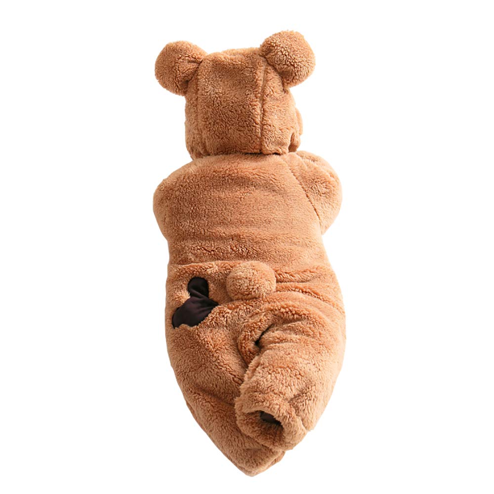 mikistory Infant Romper Newborn Unisex Costume for Baby Newborn Outfit Hoodie Winter Baby Outfits Bodysuits Brown Bear 7-10Months