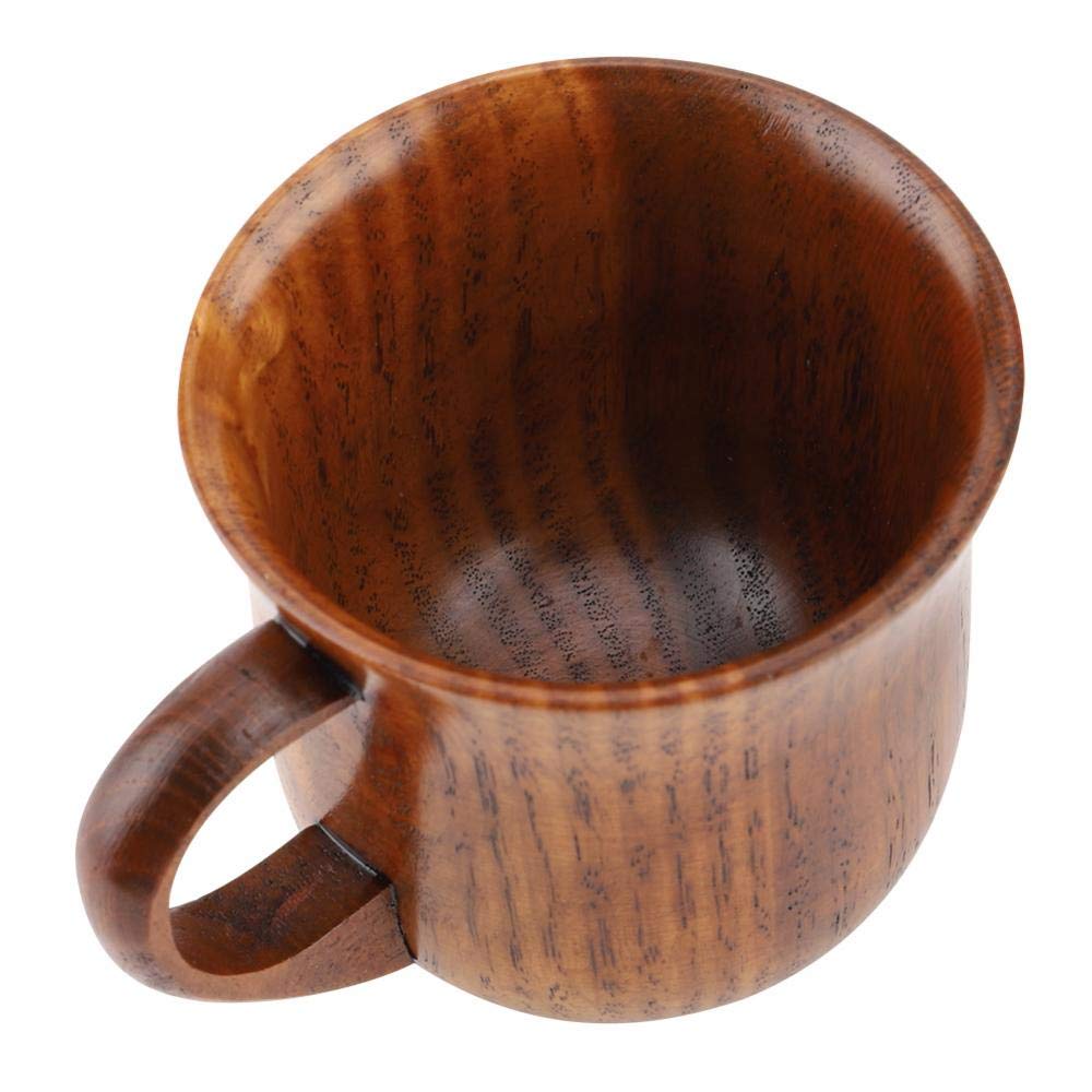 Fdit Portable Natural Wood Cup with Handle Wooden Tea Cup Coffee Beer Brown Barrel Design Mug Eco-Friendly Gift(#2)