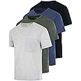 Real Essentials 4 Pack: Men's Cotton Performance Short Sleeve Crew Neck Pocket T-Shirt Athletic Top (Available in Big & Tall)