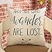 Fjfz Not All Who Wander are Lost Motivational Sign Travel Décor Summer Decoration Cotton Linen Home Decorative Throw Pillow Case Cushion Cover with Words Sofa Couch, 18