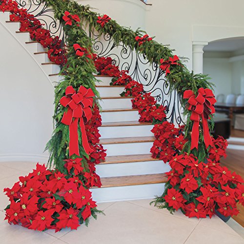 15" Realistic Red Artificial Foil Potted Christmas Poinsettia Plant