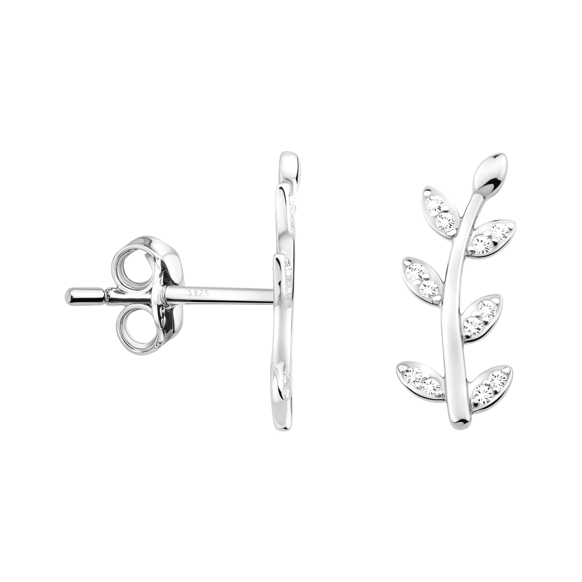 SOFIA MILANI - Women's Earrings 925 Silver - With Zirconia Stones - Leaf Stud Earring - E0201