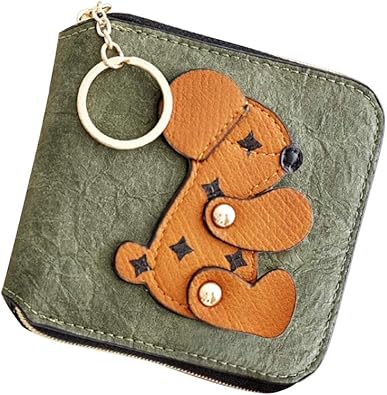 Amazon 犬財布 女の子 かわいい 財布 キッズ 二つ折り財布 人気 キーリング付き 子供用 さいふ ミニ財布 小学生 中学生 レディース ミニさいふ ラウンドファスナー ウォレット コインケース コンパクト お財布 こども 娘ギフト グリーン 財布