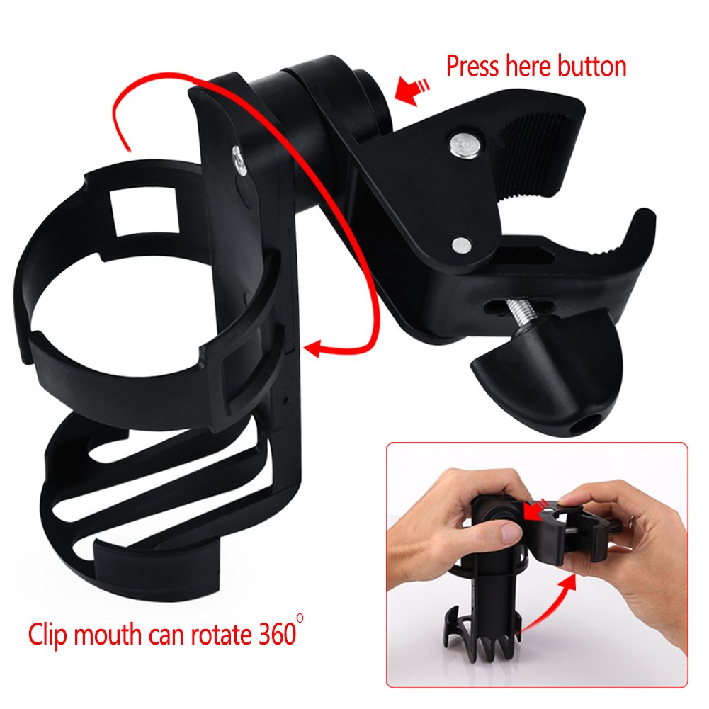 verstellbar Fahrrad Flaschenhalter Rack 360 Grad drehbar Kunststoff Stahl Flaschenhalter für Erwachsene Fahrrad, Mountain Bike, Baby Trolley, Kinder Dreirad, Regenschirm Auto (2 PCS)