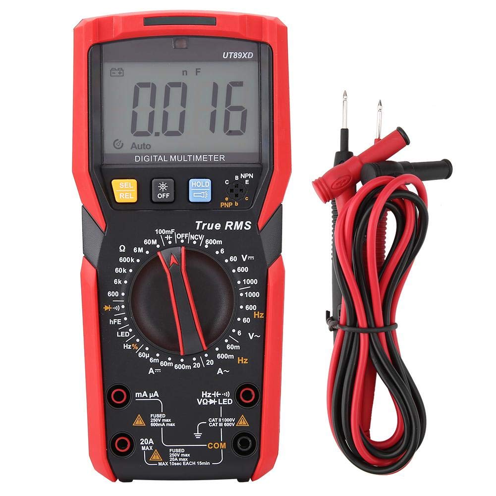 Digital Multimeter NVC Measurement Voltage Tester Current Sensor Multi Tester Meter with Temperance Testing Red and grey(UT89XD)