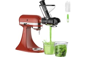 Coolcook Masticating Juicer Attachment for KitchenAid All Models Stand Mixer, Slow Masticating Juicer Attachment with Dual Feed Chute, Cold Press Juicer Attachment for KitchenAid Stand Mixers