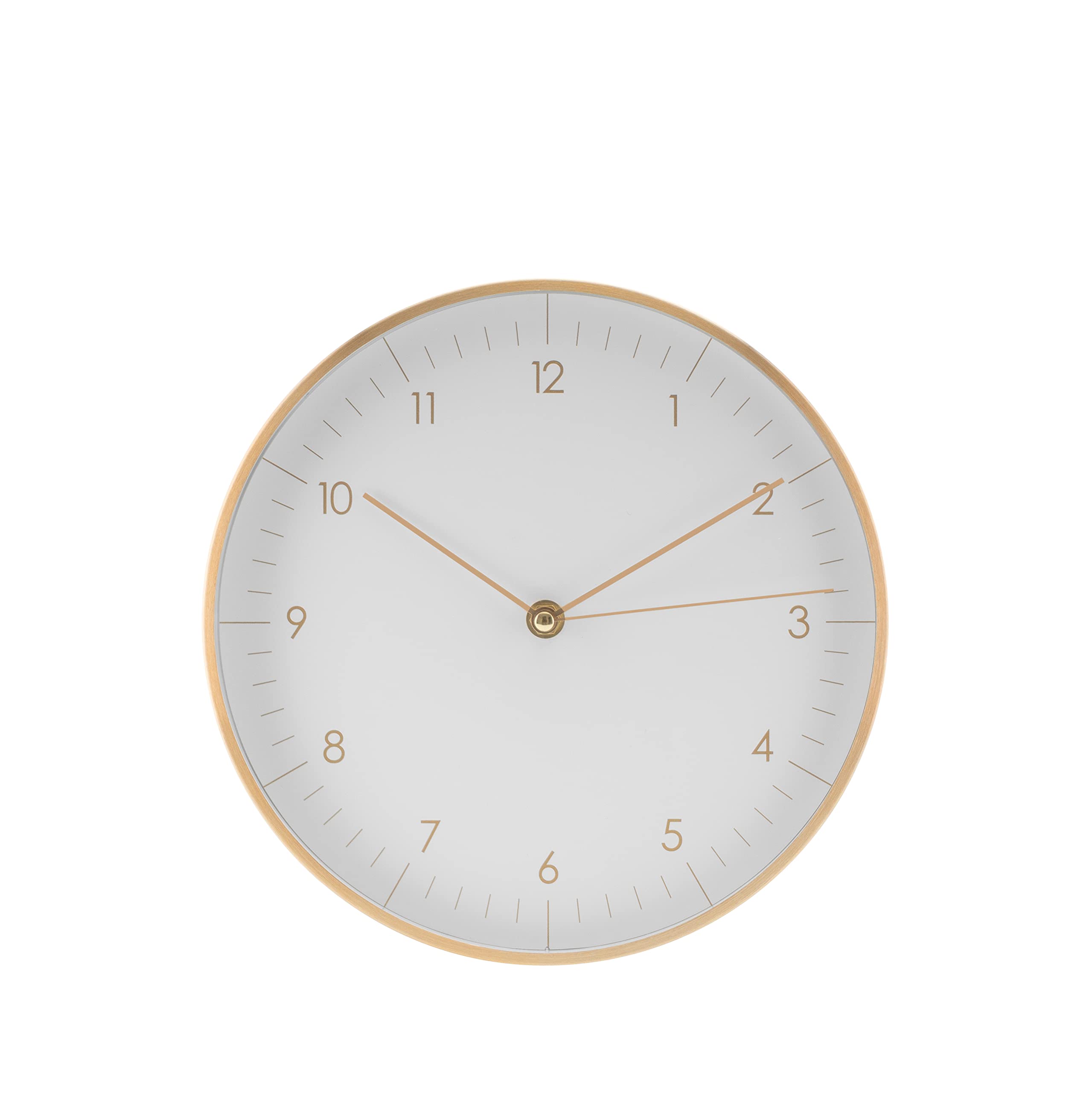 LUUK LIFESTYLE Silent Wall Clocks Non Ticking (10 inch), Modern and Minimalist design, Gift for new home, Decoration for livingroom, Kitchen, Bedroom, School, Office, Classic Analog, in White and Gold