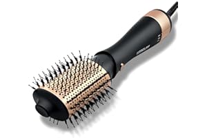 USBELFF Hair Dryer Brush Blow Dryer Brush in One - Detachable One Step Volumizer, Styler and Hair Dryer, Negative Ionic, 2.8-Inch Oval Barrel, Professional Salon Hot Air Brush for All Hair Types, Black Gold