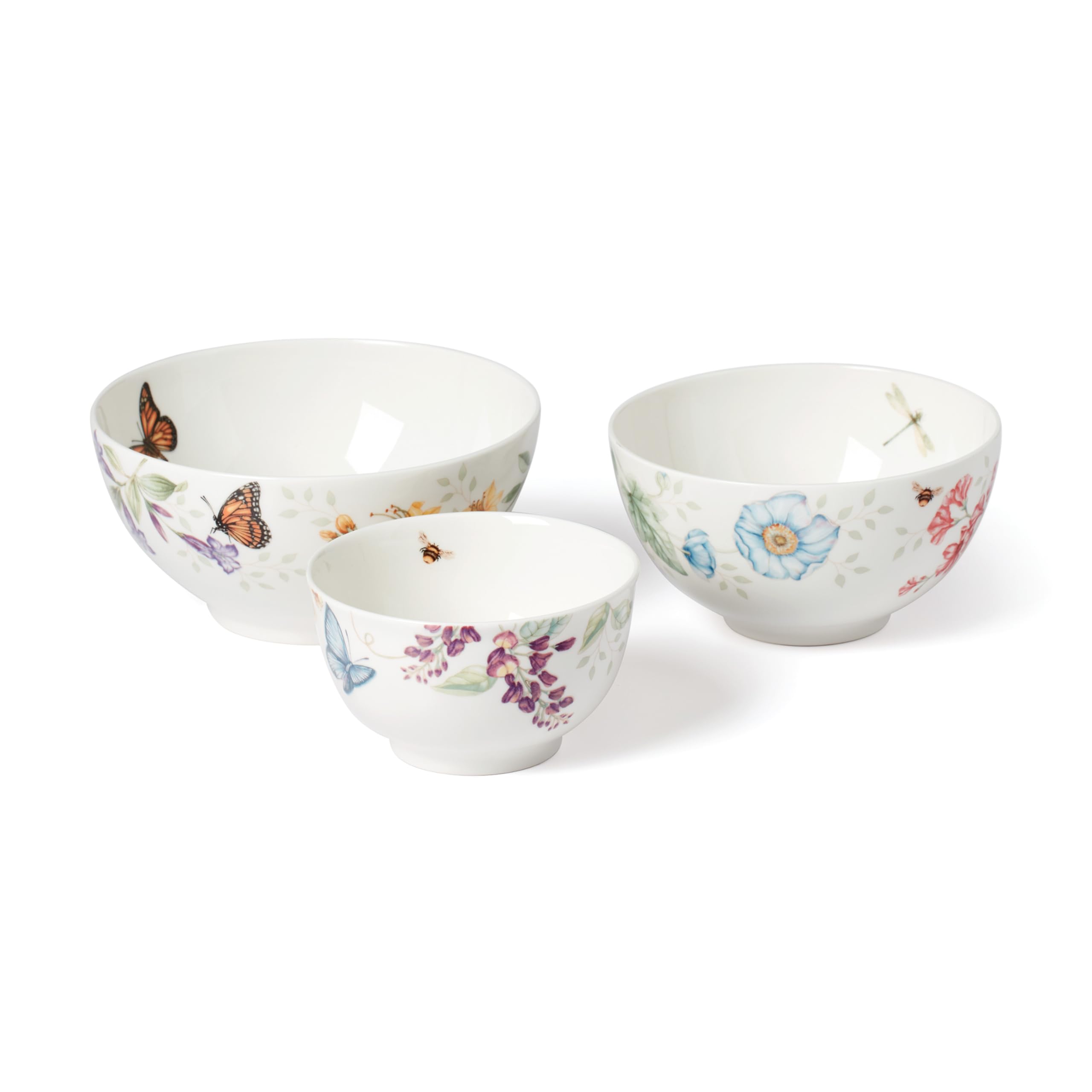 Lenox Butterfly Meadow 3-Piece Bowl Set, 3.00 LB, Multi