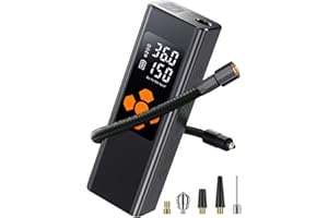Pumteck Tire Inflator Portable Air Compressor: 150PSI Tire Pump with Dual Power Included 7800mAh Battery & 12v DC Adapter - Electric Wheel Pump with LED Digital Display for Car Motorcycle Bike Ball