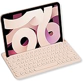 Macally Bluetooth Keyboard for Tablet | Wireless Keyboard for iPad mini/Pro/Air, iPhone (Multi-Device, Built-in Stand, Portable, Rechargeable) - Boba Brown
