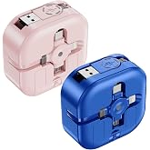 3 in 1 Multi Charging Cable 4A, Multiple Chargers for All Devices, 4Ft 2Pcs | Retractable Car Charger, Fast Charging USBC Cord with Lightning/Type C/Micro Ports for iPhone 17-X,Samsung S25,iPad,Tablets