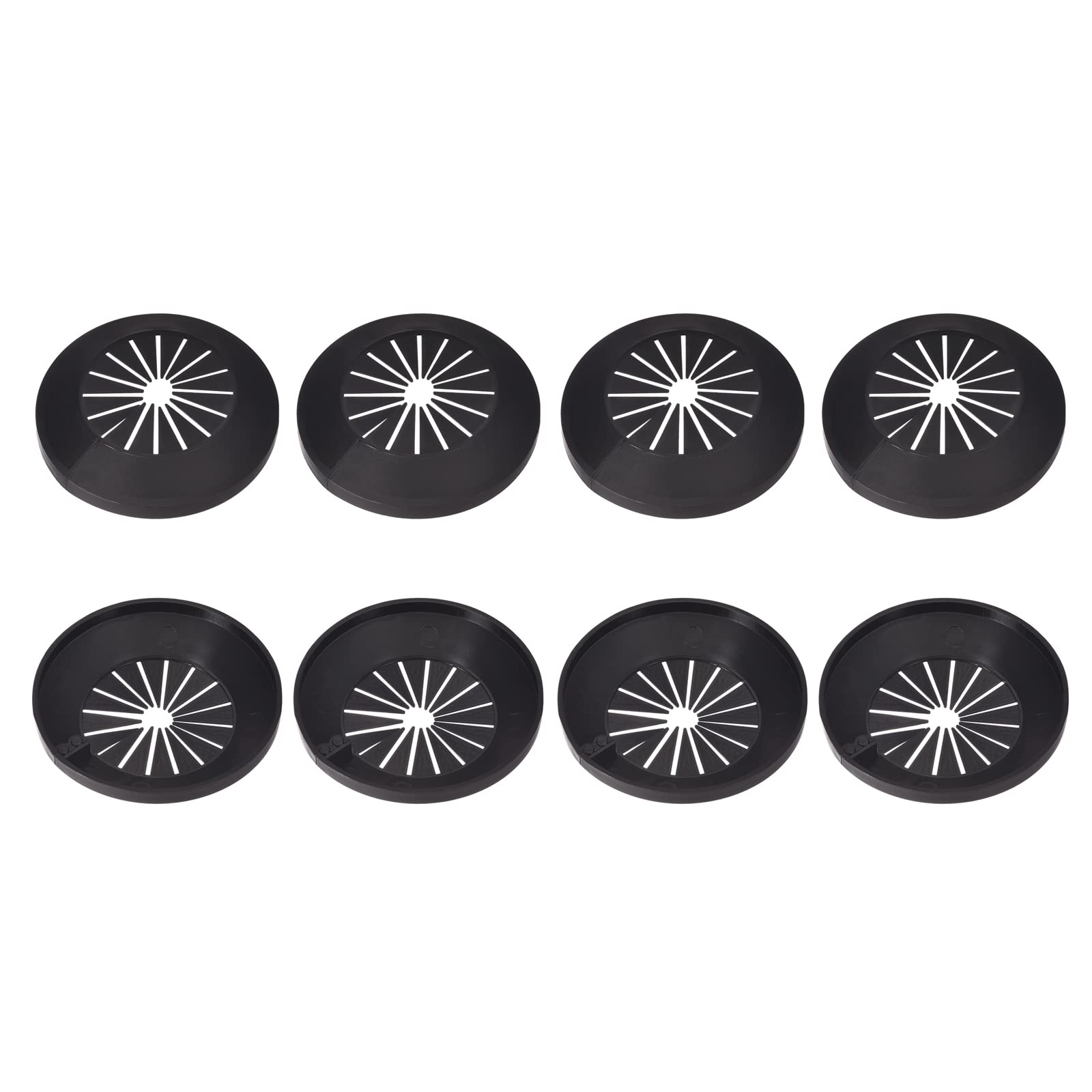 DTGN 75x13mm(DxT) Pipe Cover Decoration - 8Pack - Good for Bathroom Kitchen 15mm-40mm Dia Pipe - PP Plastic Escutcheon - Black