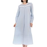 Alexander Del Rossa Women's Long Sleeve Ankle Length Cotton Nightgown
