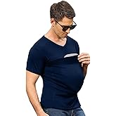 Mens Dad Shirts Baby Carrier Shirt Short Sleeve Skin to Skin New Dad Gifts T-Shirt with Pocket