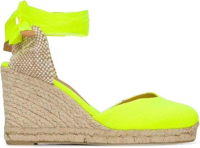 Amazon.com | Castaner Luxury Fashion Woman CHIARA81000AMARILLO Yellow Fabric Wedges | Spring 