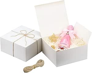 Kraft Cajas de Regalo Cartón Blancas (Pack de 12)-Medidas ...