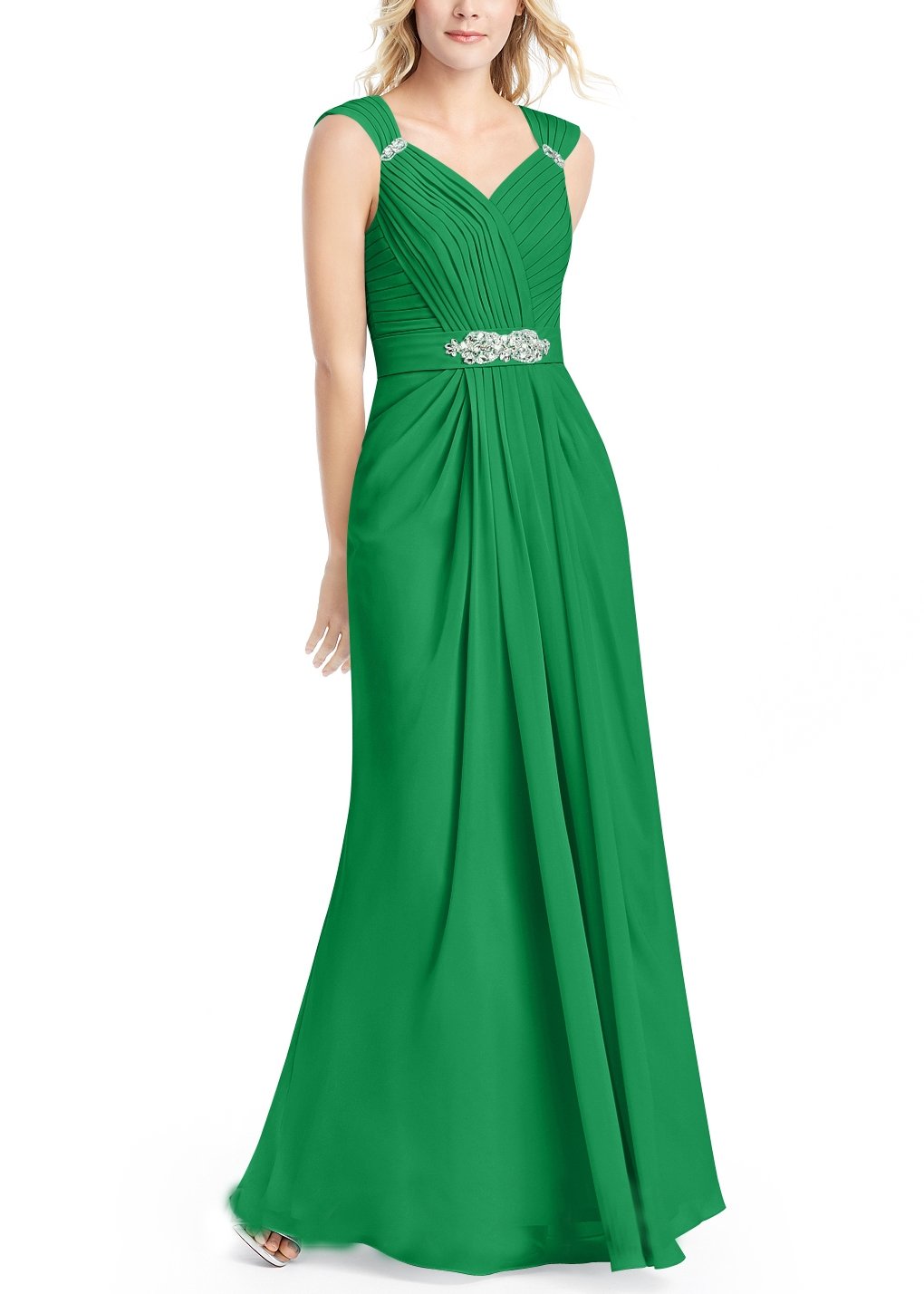 Doramei Women's Sleeveless Formal Dress ALine Caps VNeck Chiffon