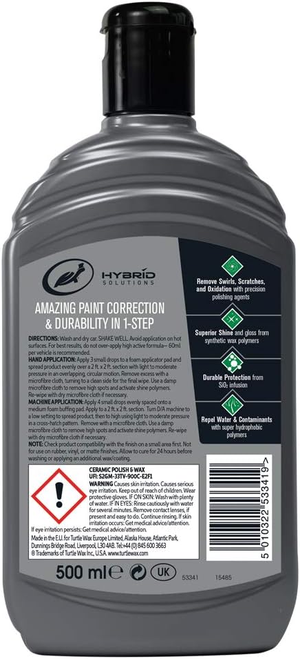 Turtle Wax Hybrid Solutions Ceramic Car Polish and Wax, Light Scratch Remover, Durable Paint Protection - Image 3