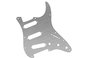 DIAO79NI 11 Hole SSS Strat Metal Aluminum Pickguard for Fender USA/Mexican Made Standard Stratocaster Modern Style Electric Guitar, Silver-1ply (Anodized Aluminum).