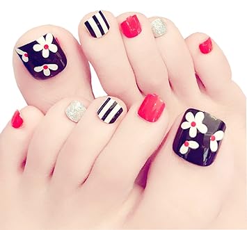 Amazon Elezay 幾何柄 花柄 セレブ系 ネイルチップ 単品24枚入