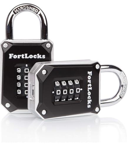 FortLocks 2 Pack Orange 4-Digit Combination Lock - Heavy Duty