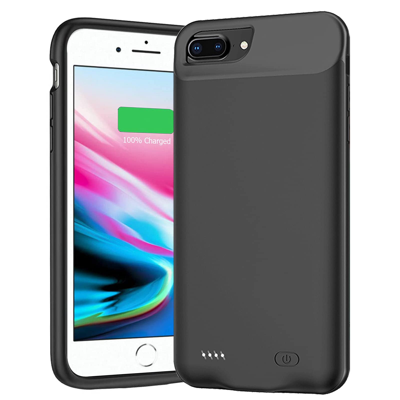 Battery Case for iPhone 6 Plus/6s Plus/7 Plus/8 Plus, 10000mAh Portable Battery Pack Rechargeable Smart Charger Case Compatible with iPhone 6 Plus/6s Plus/7 Plus/8 Plus (5.5 inch) Battery Case (Black)