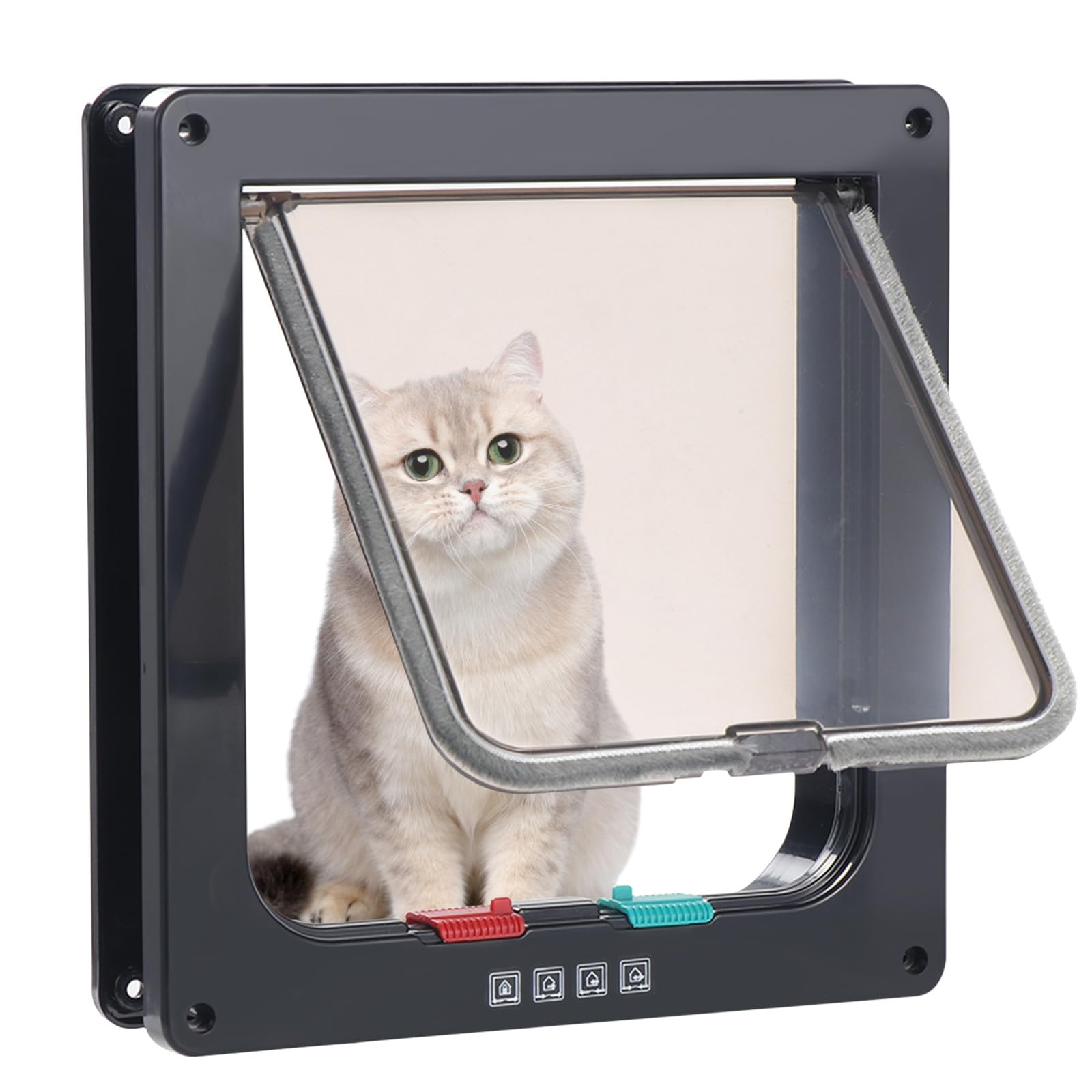 Coptiner Cat Door Lockable, Large Cat Flaps, Pet Safety Interior Door, 4 Way Locking Large Cat Flap Door for Wall Interior Exterior Door, Pet Door for Cats and Small Dogs