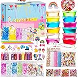 NEICY Slime Kit Slime Supplies, Slime Making Kit for Girls Boys Kids, Includes Clear Crystal Slime, Slime Containers, Foam Balls, Fruit Slices, Fishbowl Beads, Sugar Paper,Make Your Own Slime