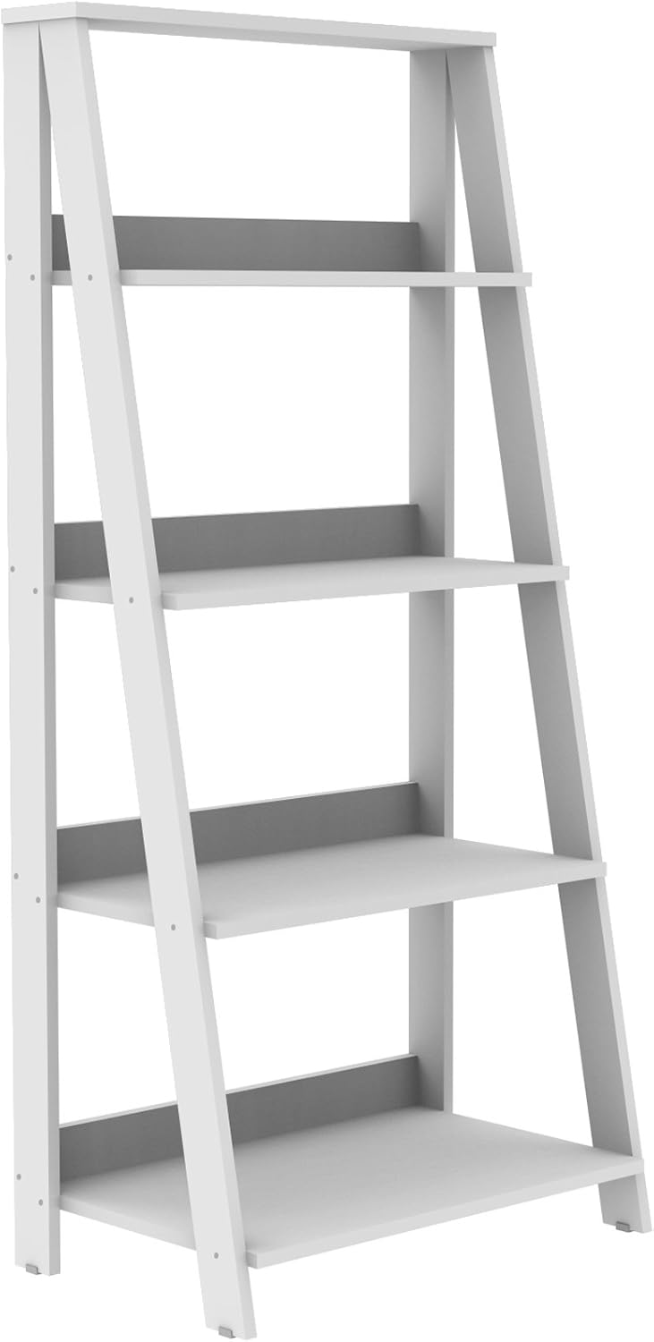 Walker Edison 4 Shelf Simple Modern Wood Ladder BookcaseTall Bookshelf Storage Home Office White55 Inch: Furniture & Decor