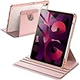 JETech Rotating Case for iPad Air 11-Inch M3/M2 (2025/2024), iPad Air 5/4 (2022/2020 5th/4th Generation), 360 Degree Rotation Protective Stand Cover Clear Back, Auto Wake/Sleep (Rose Gold)