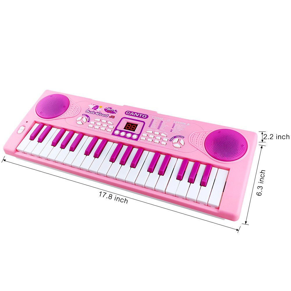 Shayson Piano for Kids, 37 Key Multi-function Electronic Keyboard Piano Play Piano Organ with Microphone Educational Toy for toddlers Kids Children (Pink)