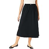 Woman Within 7-Day Elastic-Waist All-Cotton Pull-On Denim Jeans Skirt | Women's Plus Size