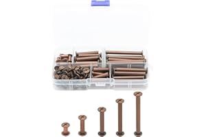 LBY 100pcs Phillips Chicago Screws, M5 x 10/20/30/40/50mm Binding Screw Posts, Binding Barrels and Screws Assortment Kit for Leather Saddles, Purses, Belt Repair, Plating (Red Bronze-Coloured) ﻿