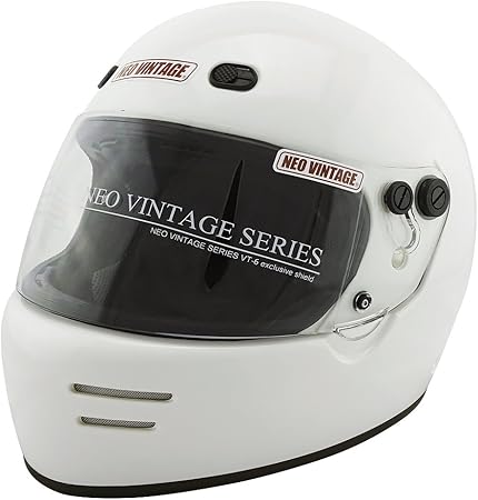 Amazon Neo Vintage ドラッガースタイル フルフェイス Sg規格品 ステッカー付 ホワイト クリアシールド 白 Lサイズ 59 60cm対応 Vt 6 バイクヘルメット フルフェイス 車 バイク