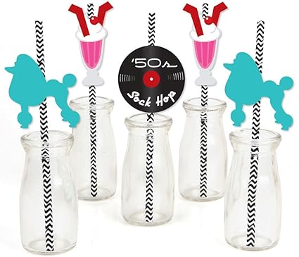 Amazon Com 50 S Sock Hop Paper Straw Decor 1950s Rock N Roll