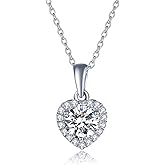 IMOLOVE Moissanite Solitaire Pendant Necklaces for Women Sterling Silver with 18K White Gold Plated 1-3 Carat D Color VVS1 Clarity Mossanite Jewelry for Women