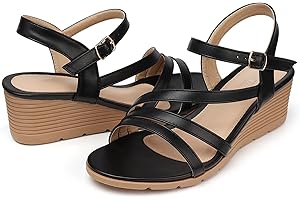 SHIBEVER Wedge Sandals for Women Dressy: Summer Low Wedges Womens Comfortable Open Toe Sandal