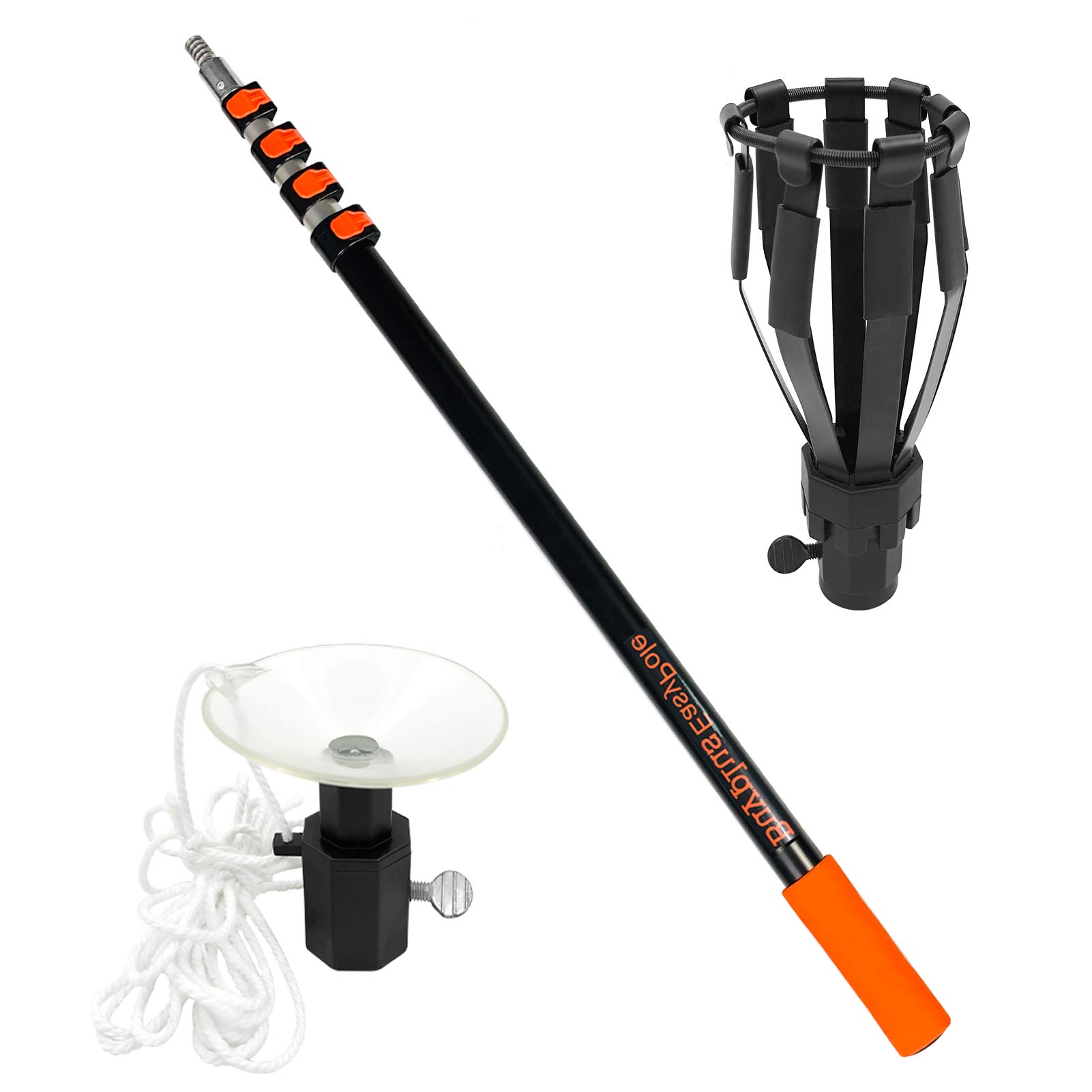 Buyplus 3-to-12 Foot Light Bulb Changer Pole, Metal Telescopic Pole Extendable Light Bulb Changer for High Ceilings and Recessed Lights Florescent, LED, Incandescent Bulbs, More